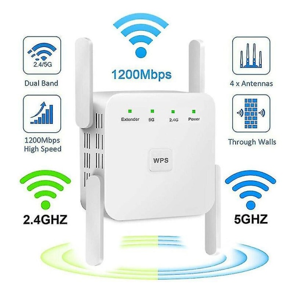 1200 Mbps langaton Wifi Booster Repetidor Repeater White EU plug