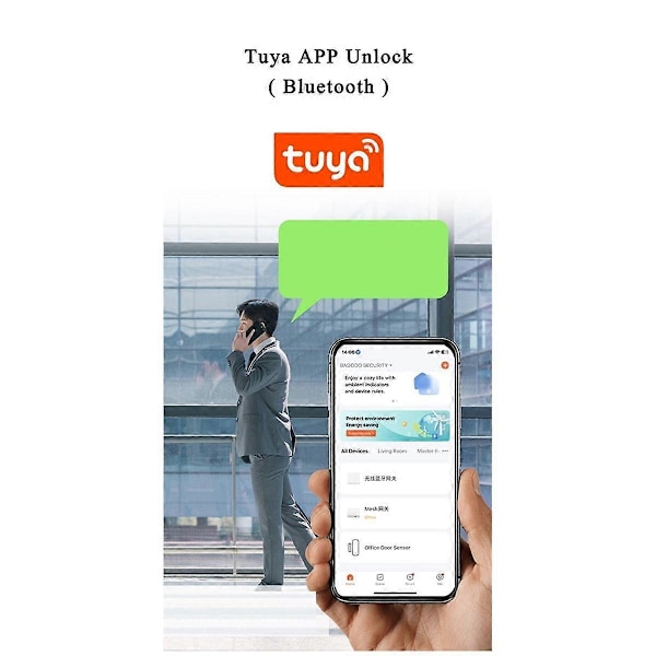 Tuya SmartLife APP Fjärrkontroll Smart Fingeravtrycksskåp Låda Värdeskåp Postlåda Elektriskt Lås Svart L30mm
