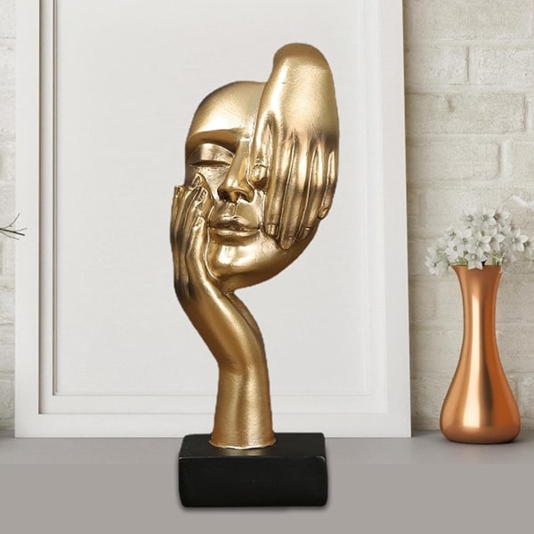 Thinker Borddekoration, Resin Silent Gold Sculpture Decor - Moderne skulptur  til indendørs og udendørs boligindretning Hånddæksel ansigt bc6b | Fyndiq