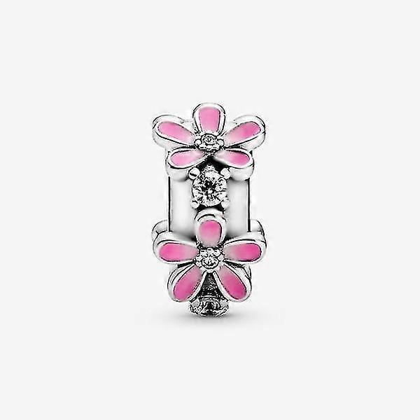 Ægte Pandora S925 Herre/Dame Sterling Sølv Pink Daisy Clip Charm