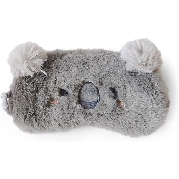 Sömnmask, bekväm sovande ögonmask 100 % naturligt siden och supermjuk plysch justerbar sömnresor Söt tecknad kvinna barn (grå koala)