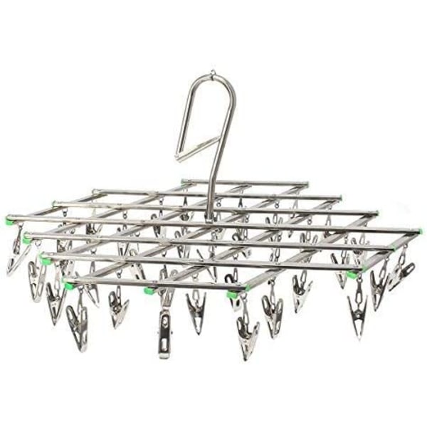 Stainless steel hanger with 35 clothespins for socks, shorts