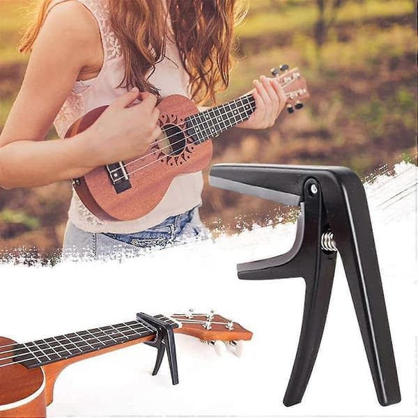 Gitarr Capo Silikonkudde Metall Capo Trigger Tuned Clip (svart)