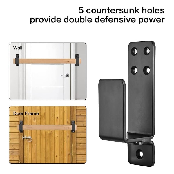 Dörrförstärkningsfästen, 2-pack Drop Open Bar Holder Säkerhet, 2x4 Bar Fästen Förhindra Obehörig