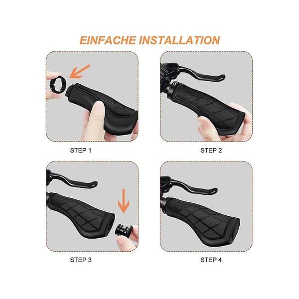 Cykelfrempind Ergonomiske greb Non-Rubber Styrgreb, cykelstyrgreb til 22,2 mm E-cykel Sort