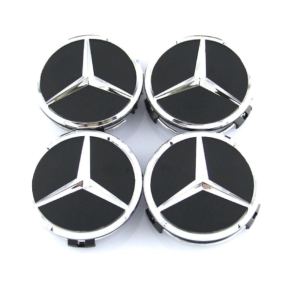 Musta/hopea Benz Wheel Center Caps Napamerkit 60mm 4 kpl