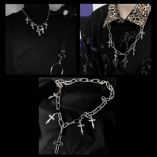 Silver Punk Byxor Kedjor Enkelsidiga För Cross Jeans Kedjor Kläder Prydnader