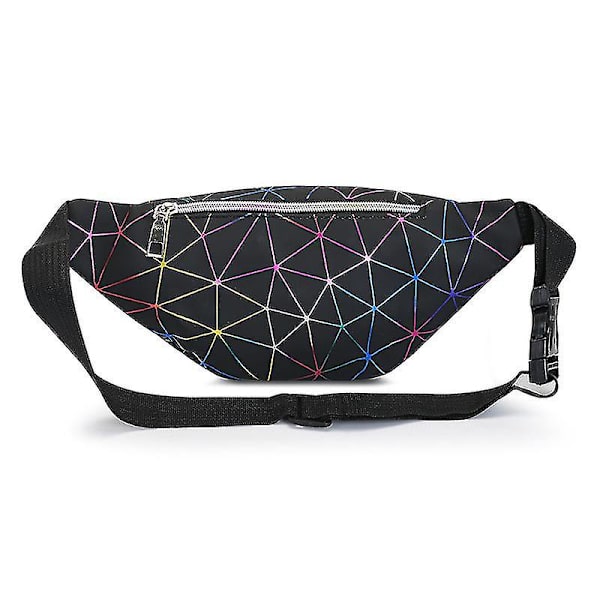 Taljepose, Skinnende Bæltetaske Bumbags Til Damer Rejse Fest Sport Løbetur Vandreture (1pc Sort)