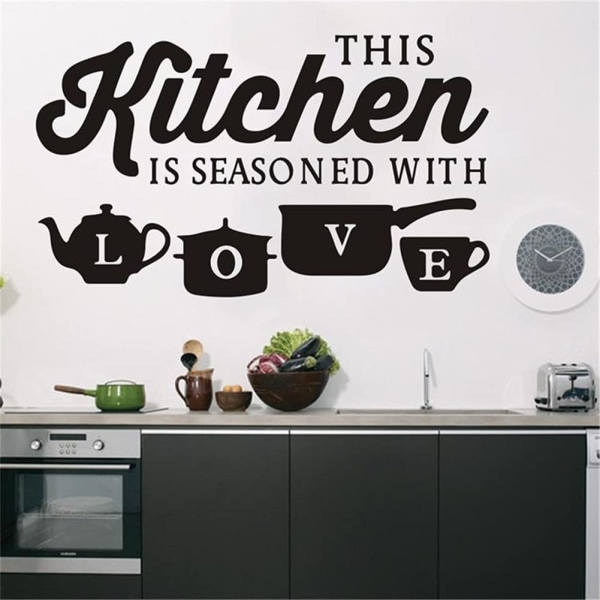Dette køkken er krydret med kærlighedsvægklistermærker til køkkendekorationer