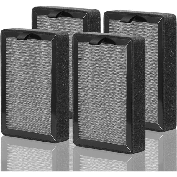 4-pakning erstatningsfiltre for LEVOIT LV-H128/PUURVSAS (HM669A) / ROVACS (RV60) luftrenser, 3-i-1 HEPA-filter, aktivt kullfilter og forfilter