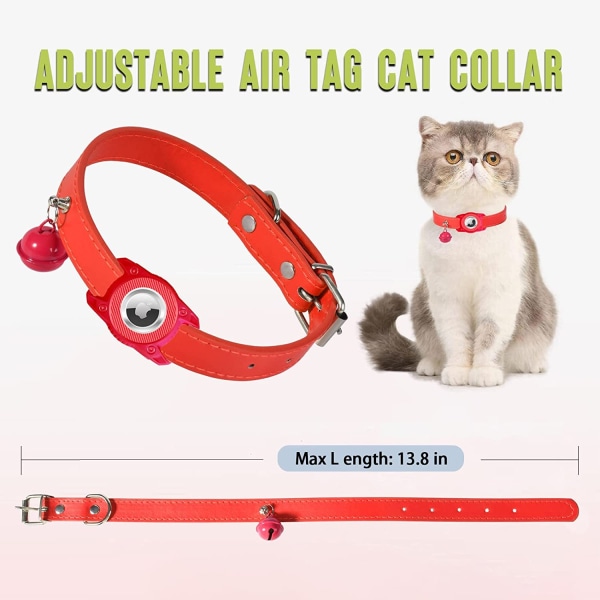 Cat Collar-Red Airtag Cat Collar Airtag Holder Sikkerhedsspænde, Pe