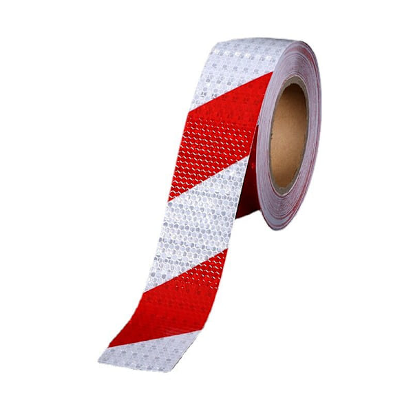 Rød og hvid signaltape Reflekterende strimmel Klistermærke Trafikadvarsel Natklistermærke reflekterende bilmarkering gulv, 5 cm x 25 m