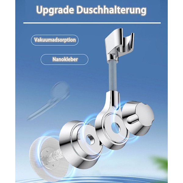 Ingen Boring Bruseholder, 360 Graders Roterende Brusehovedholder, Robust og Holdbar ABS Håndbruserholder, Bruseholder