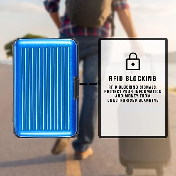 RFID blokkerende kredittboks (blå), kortbeskytter, aluminium, hann a