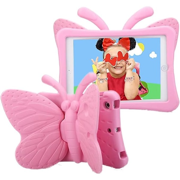 IPad mini phone case för barn (rosa), lätt vikt, härlig fjärilsdesign, stötsäker, fallsäker, mjukt EVA-skumskyddande case, kostym