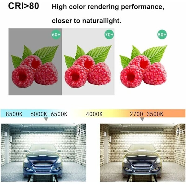 60W LED Garagebelysning, LED Taklampa, E27 Deformerbar Taklampa med 3 Justerbara Paneler, Kallvitt ljus, för Garage Verkstad Lager Källare H
