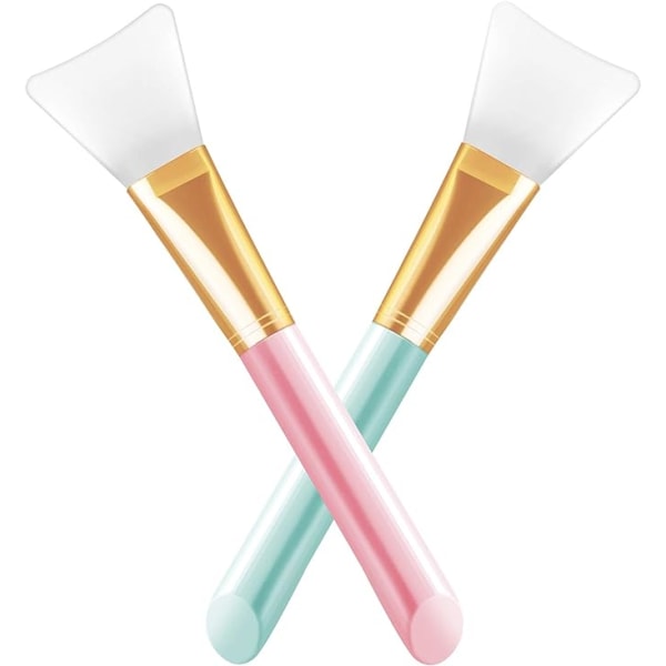 To sett med silikon ansiktsmaske børster (rosa og blå), hårløse silikon kosmetiske skraper, ansikts applikatorer for ansiktsmaske påføring, øye m