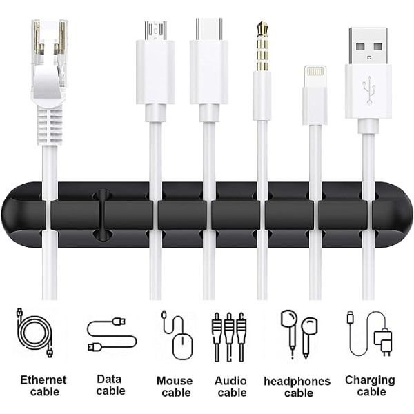 Skrivebordskabelarrangørklips, 3-pak kabelholder, ledningsarrangør, kabelstyring, kabelopbevaring til USB-oplader/mus/øretelefon/pc-kabler, organi