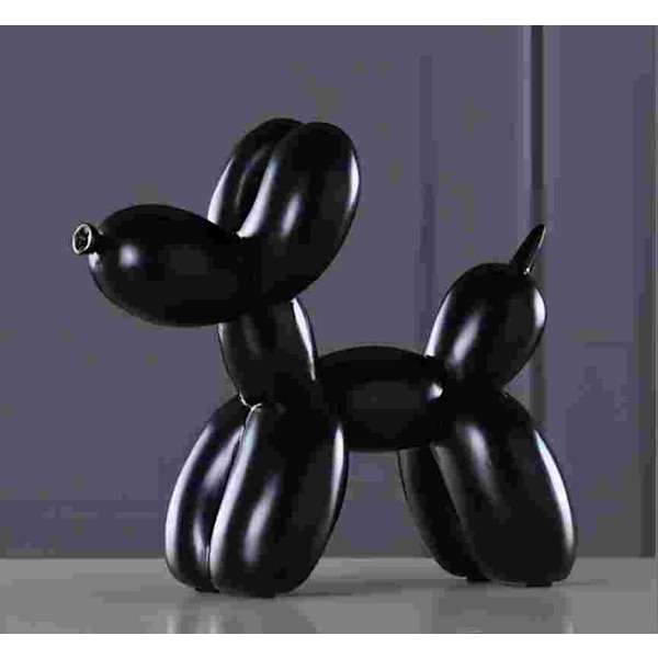 Squat Ballon Dog Statue Resin Skulptur Hjem Indretning Moderne Skrivebord Kontor Hjem Indretning Stue Dyr Statue Tilbehør (Sort)