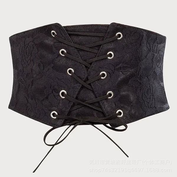 Elastisk body for kvinner med formende netting og sexy midjebelte (todelt sett XL)