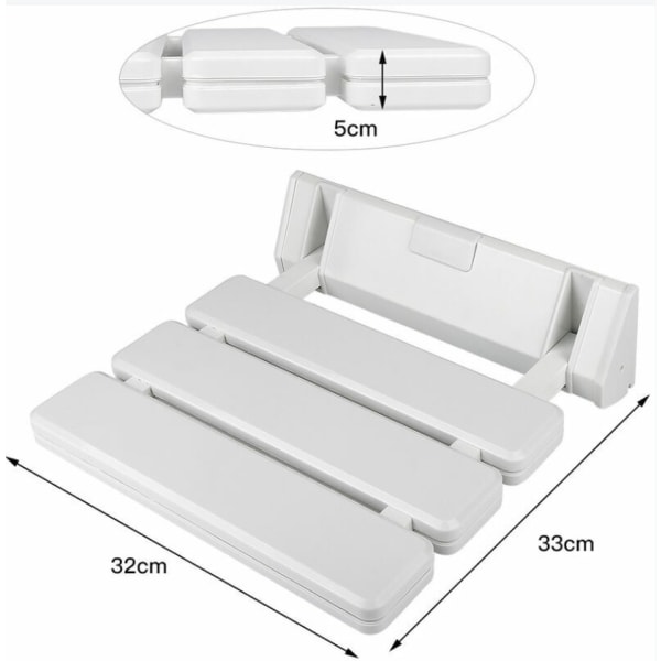 Blått sammenleggbart dusjsete i aluminium og ABS, 330 x 320 x 70 mm