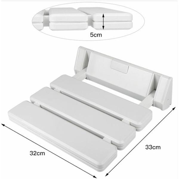 Sininen taittuva suihkutuoli alumiinista ja ABS-muovista, 330 x 320 x 70 mm