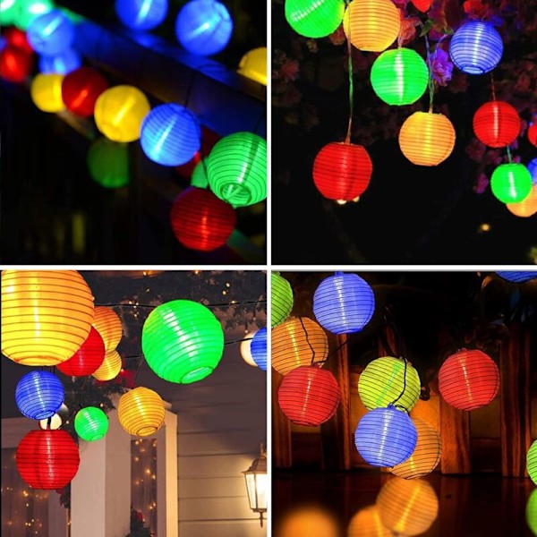 Utomhus solcellsslinga, 7 m/50 LED-LYKTOR 8 LÄGEN VATTENTÄT SOLCELLSLJUS FÖR TRÄDGÅRD, BALKONG, GÅRD, Bröllop, Festivaldekoration (färgad)