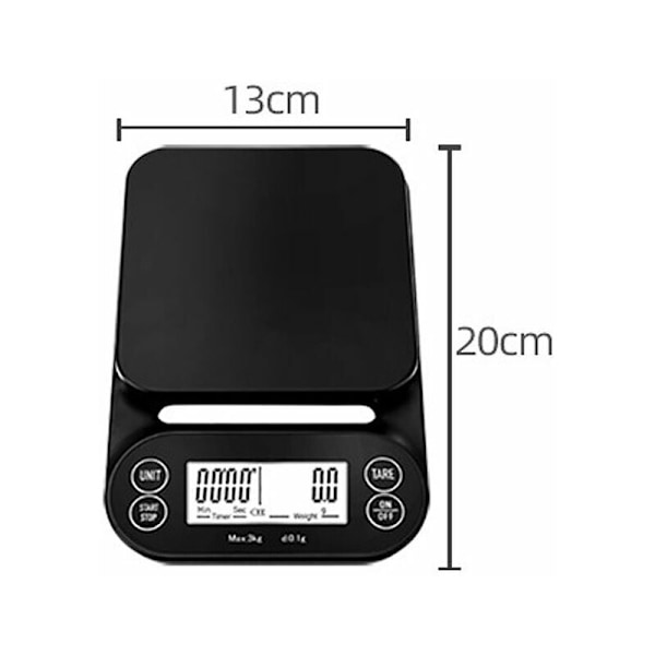 Elektronisk våg kök kaffe infd för hand elektronisk våg precision 0.1g (3kg/0.1g)