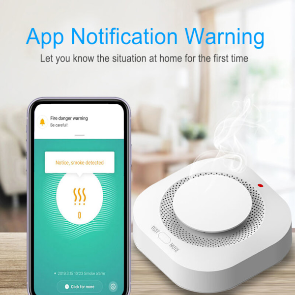 Smart rökdetektor Tuya Wifi Inhemsk Brand Brandvarnare Rök Mobilapplikation Rök NOTERING GARANTI COOK