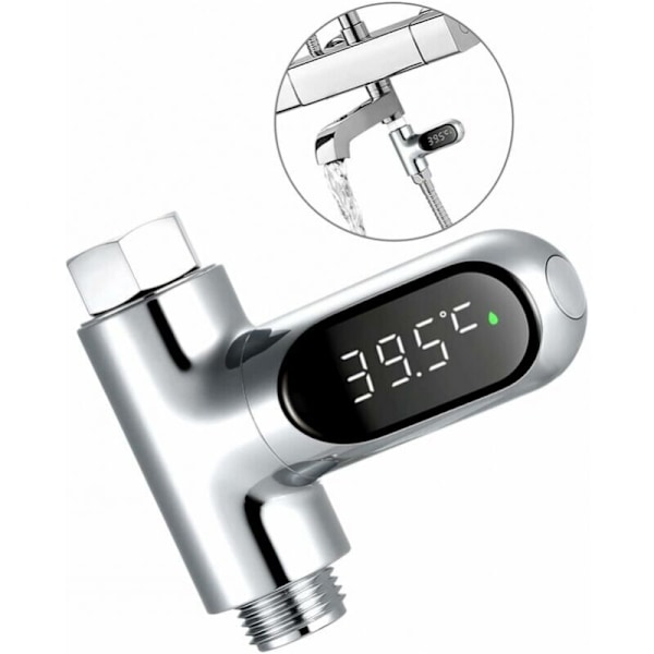 Termometerdusch, babybadtermometer, digital LED-display för duschtemperatur, Celsius/Fahrenheit-display, 360° roterande skärm, för familjebad