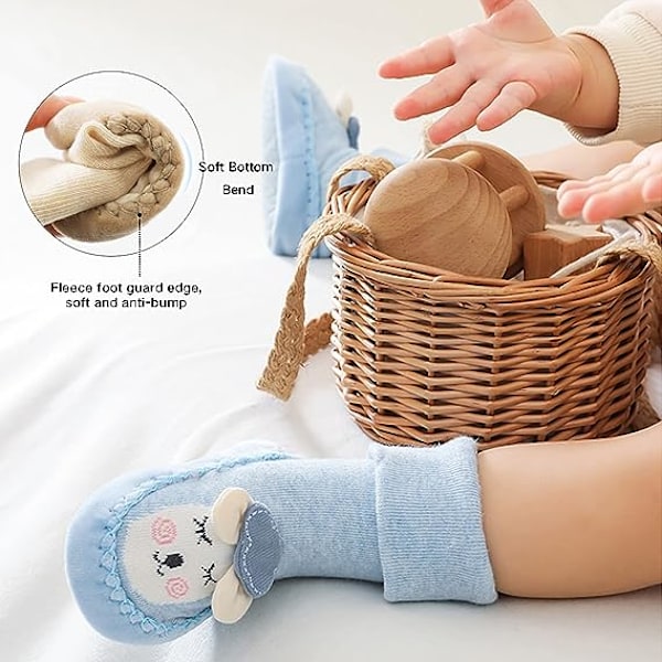Babyflicka/pojke Halksäkra Strumpor 2 Par Vinter Varma Tofflor Strumpor 6-12 Månader Unisex