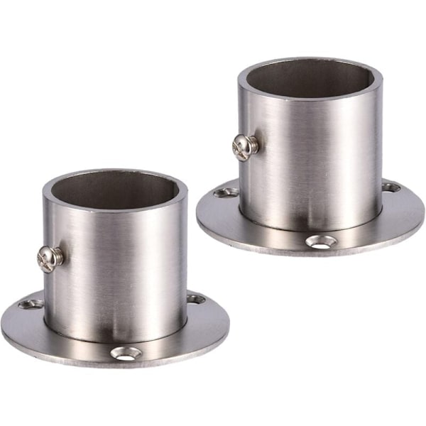 2-pack flänsfästen i rostfritt stål, kompatibla med garderobsstång, 32 mm diameter, väggmonterat fäste kompatibelt med klädstång