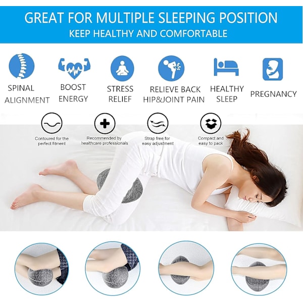 Knæpude til at sove på siden, Memory Foam Contour Leg Pillow Kølende Seng Kile Rygstøtte Puder, Smertelindring for Nedre Ryg Iskias Hofteled