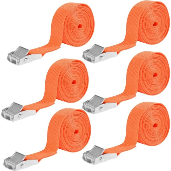 6 kpl kiinnityshihnoja, 25 mm x 4 m räikkähihna, kantavuus 250 kg, matkatavaroiden kiinnityshihnat, hihna kattoboksiin, kiristyshihna, kiinnityshihna kattotelineeseen,