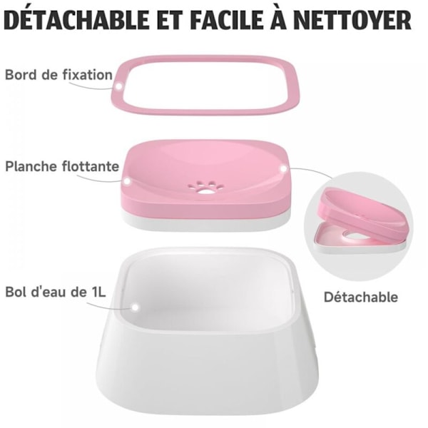 Hundevandskål, spildfri flydende vand til rejser med dyr (pink)