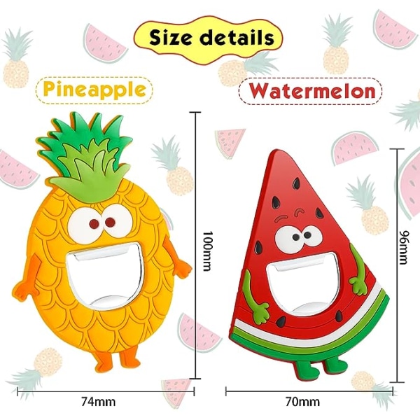 2 stk, Kjøleskap Magnet Flaskeåpner Metall Silikon Flaskeåpner Ananas Magnetisk Flaskeåpner Vannmelon Søt Tegneserie Flaskeåpner Magnetisk C