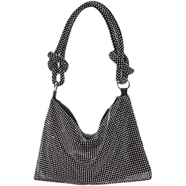 Damhandväska med strass - Chic aftonväska - Glittrande axelväska för fest, bröllop, middag