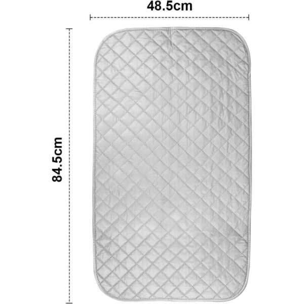 Isolerad strykjärnsdyna Ångstrykjärnsfilt Bomull Bärbar bordsstrykmatta för tvättmaskin Torktumlare Resa Hem Silver 48 X 85 cm（1 st）