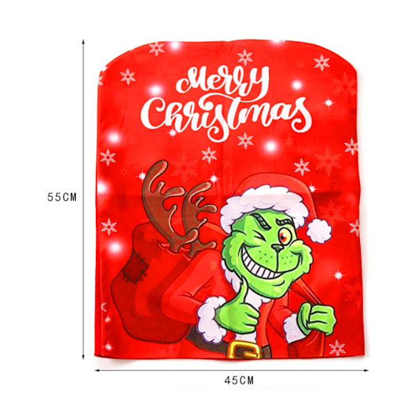 2 st stolsöverdrag för matsal, med julgrinchmönster, juldekoration för hemmet, festtillbehör, restaurang, fes