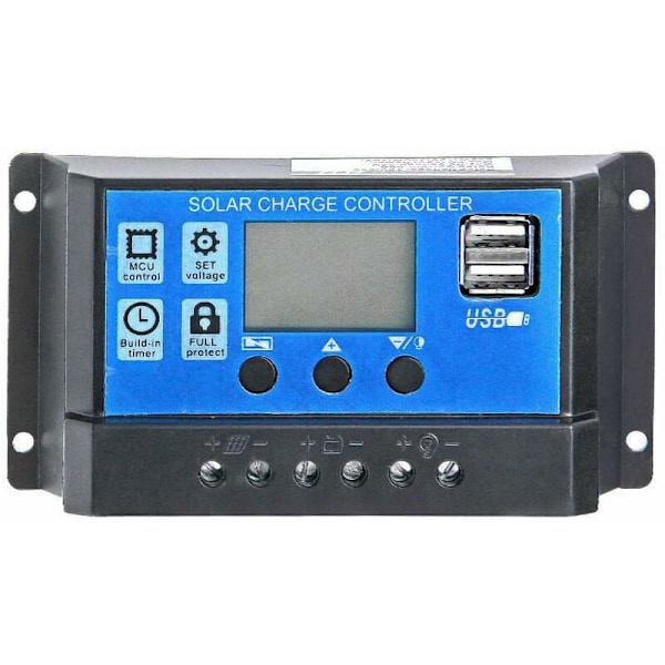 30A 12/24V LCD Solarladdningsregulator Dubbel USB-kontroller