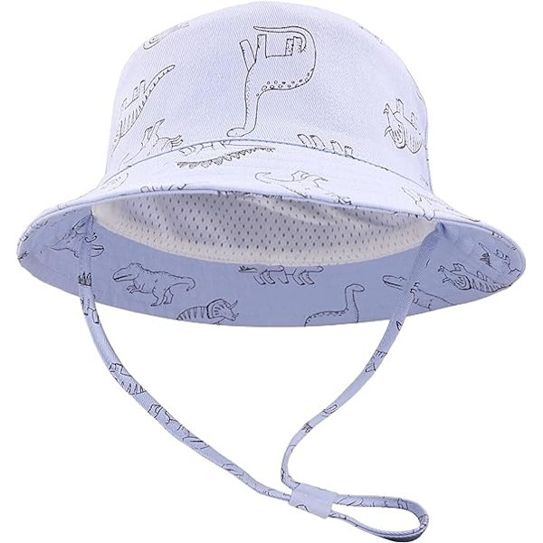 Blå dimma SEYUFN Bob solhatt Baby Boy bred brätte hinkhatt Baby Girl justerbar bomull hatt UV-skydd sommarhatt för barn