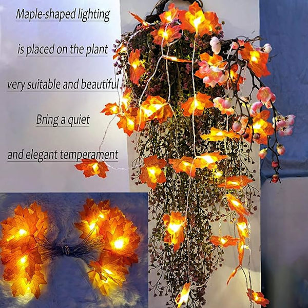 Höstkransar Höstdekorationer 20 Stränglampor Höstlöv Halloween Juldekorationer Thanksgiving Dekorationer Väggdekorationer