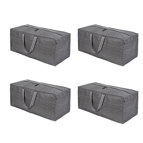 4-pack extra stora grå flyttväskor, dragkedja, kraftig förvaringsväska, alternativ till kartongförvaring, klädförvaringsväska, resväskor, labb