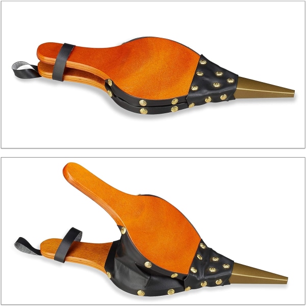 Pejs Blæsebælg, Grill, Rustik Brandstarter, Gyldne Dekorative Knapper, 39 cm Længde, Brun/Sort