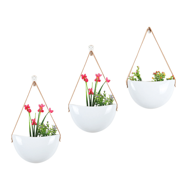 Väggmonterad kruka inomhusväxter Keramisk hängande kruka Planter Succulent Luftväxter Kaktus Simulering Växter Badrum Vardagsrum Kontor Veranda D