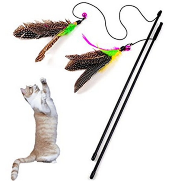 Cat Funny Stick, Fake Feather Cat Toy Bird Stick, Flying Funny Stick, Forbedre kattens reaksjon og intelligens, Fun Cat Funny Stick