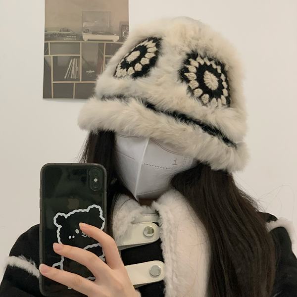 Festhatt Dam Vinterhatt Tidlös Klassisk Mode Fluffig Plysch Fiskare Hopvikbar Mjuk Hatt Casual Bucket En Storlek