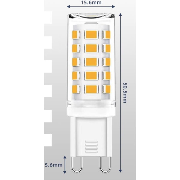 6 stk. G9 LED-pære 3W Naturlig hvid 4000K, G9 LED-pærer 420LM, svarende til 28W 40W halogenpære, G9 LED-majspærer til bordlampe
