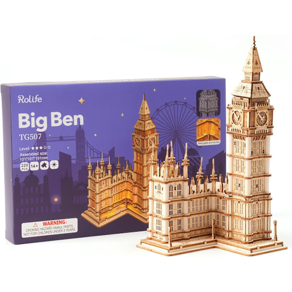 3D Träpussel Big Ben Modellbygge Kit för Vuxna att Göra Födelsedagspresenter Big Ben för Familj och Vänner