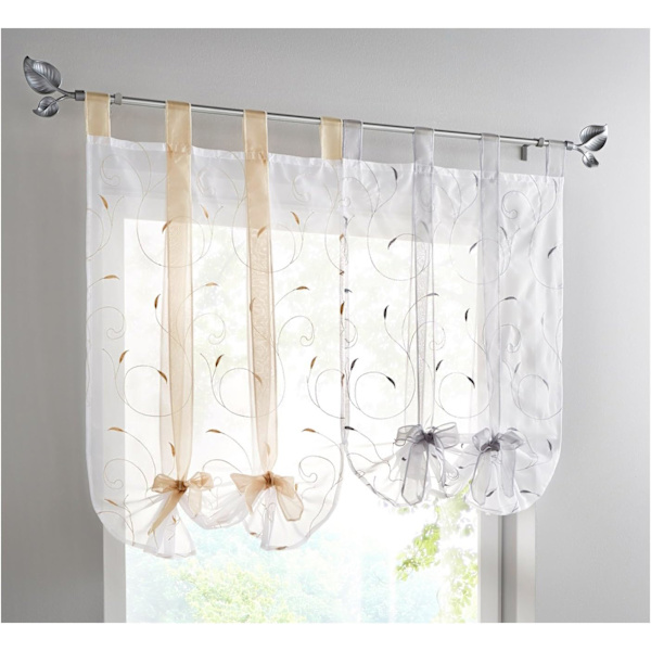 Romersk lyftgardin kort gardin broderad silvergrå kort gardin (60 * 140cm 80G)
